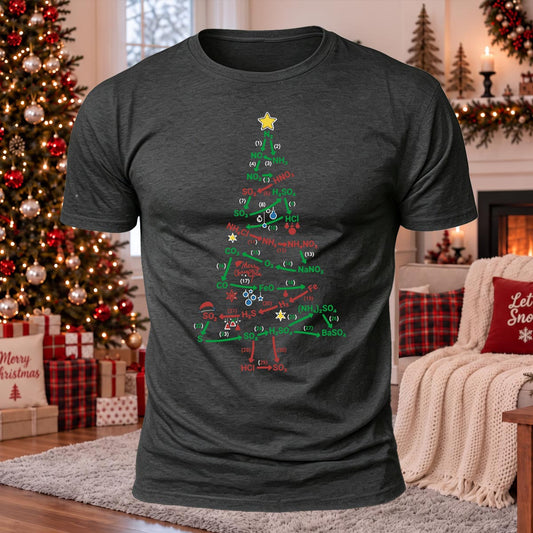 Christmas Chemistree Printed Casual Short Sleeve T-Shirt