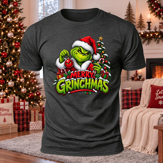 Merry Grinchmas Printed Casual Short Sleeve T-Shirt