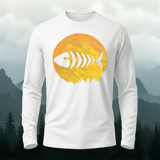 Herringbone Pattern Casual Long-Sleeve 100% Cotton T-Shirt