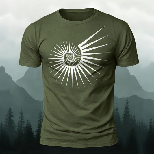 Geometry Spiral Totem Printed Short Sleeve T-Shirt