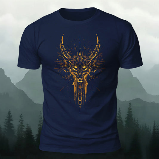 DTG Dragon Head Printed Short Sleeve T-Shirt