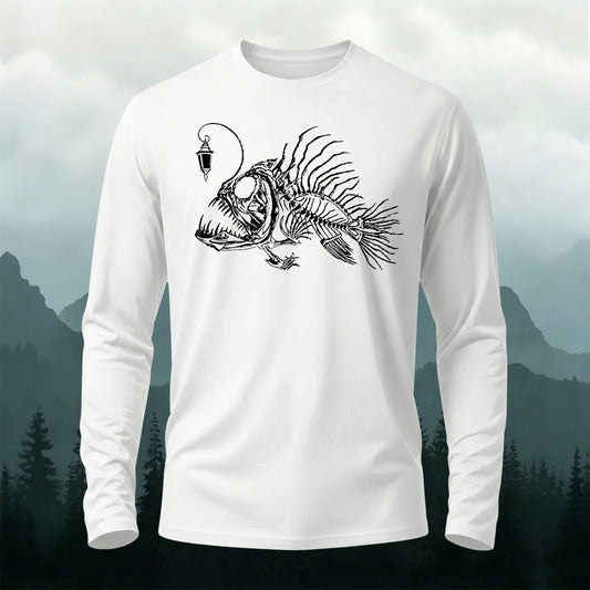 Underwater Fishbone Pattern Casual Long-Sleeve 100% Cotton T-Shirt