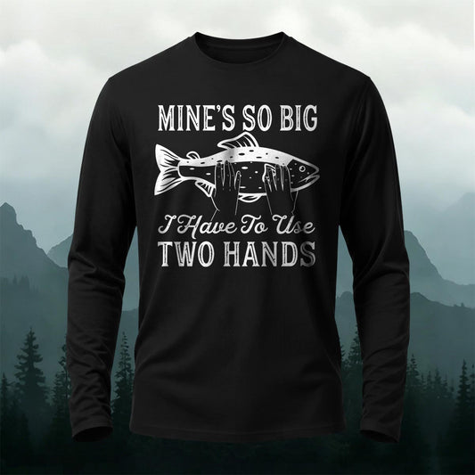 Big Fish in Hand Pattern Print Casual Long-Sleeve Cotton Tee