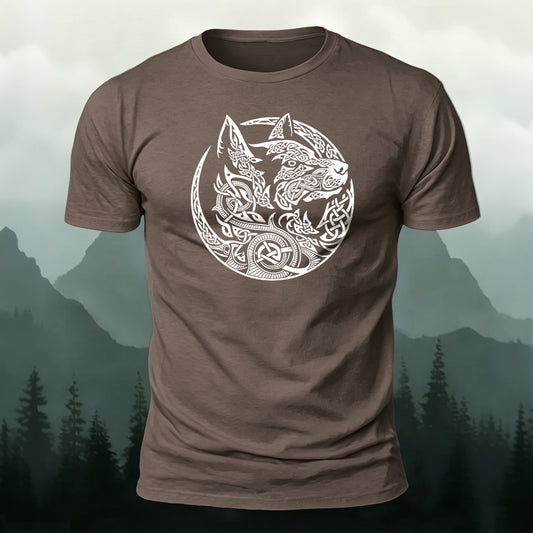 Premium Cotton Wolf Circle Totem T-Shirt