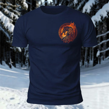 Roaring Fenrir Wolf Totem Printed Short Sleeve T-Shirt