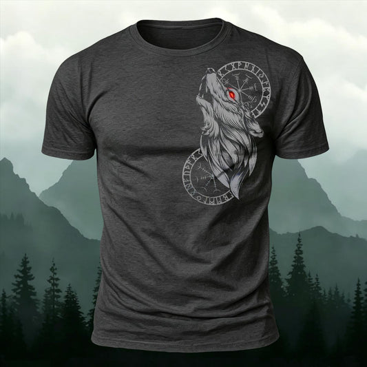 Howling Wolf Totem Printed Short Sleeve T-Shirt