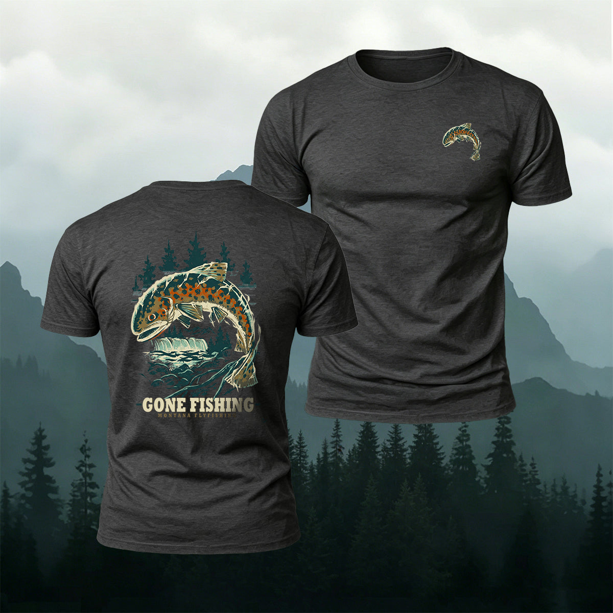 Go Catch Big Fish Printed Casual Cotton T-Shirt