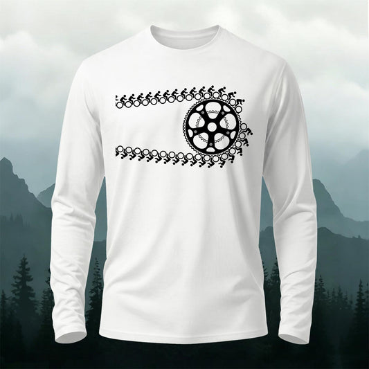 Artistic Cycling Casual Long-Sleeve 100% Cotton T-Shirt