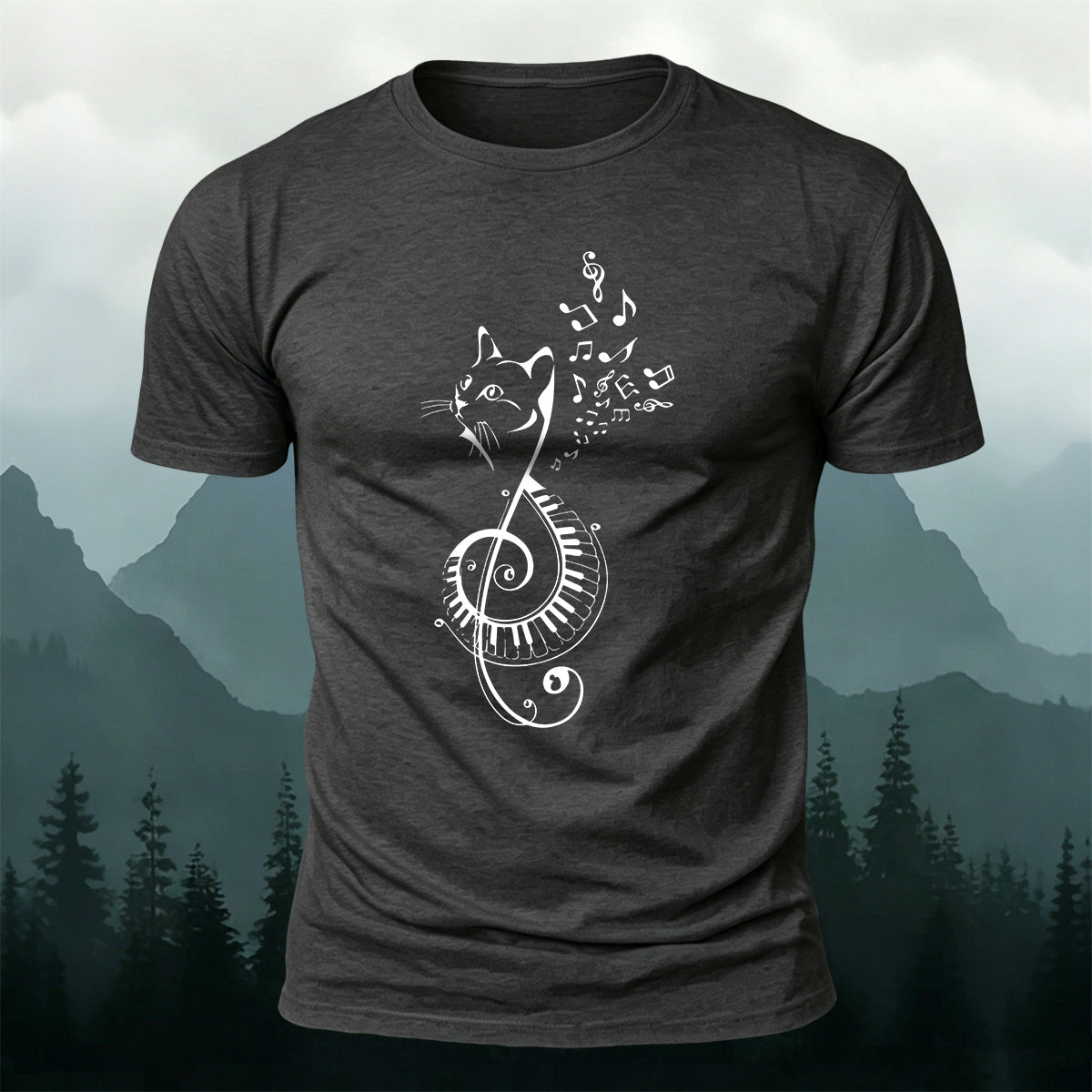 Cotton Cute Cat Music Note Versatile T-Shirt