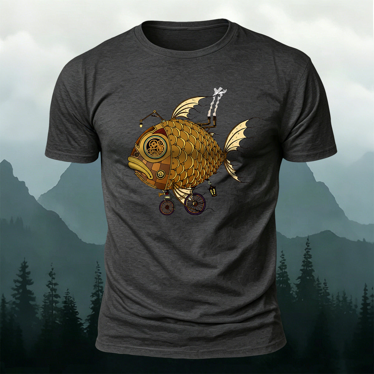 Clownfish Submarine Print Casual Cotton T-Shirt
