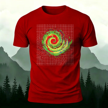 Soft Cotton Radar Storm Spiral Print Casual T‑Shirt