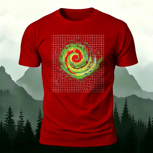 Soft Cotton Radar Storm Spiral Print Casual T‑Shirt