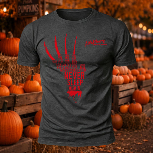 Freddy Bladed Glove Typography Word Art Halloween Printed Short Sleeve T-Shirt