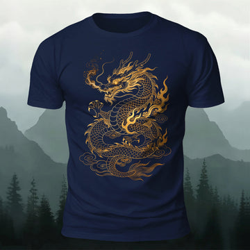 DTG Golden Dragon Printed Short Sleeve T-Shirt