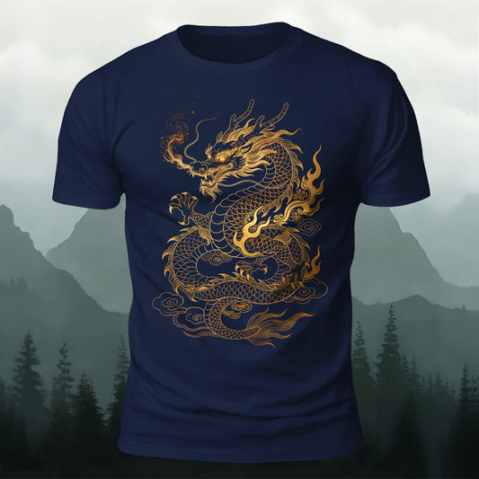 DTG Golden Dragon Printed Short Sleeve T-Shirt