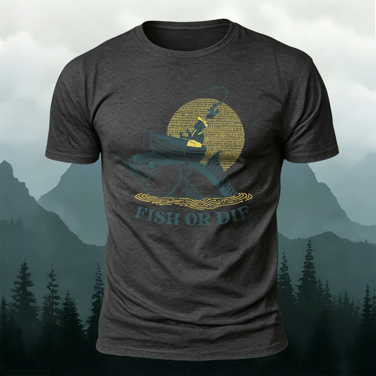 Fish Or Die Printed Casual Cotton T-Shirt