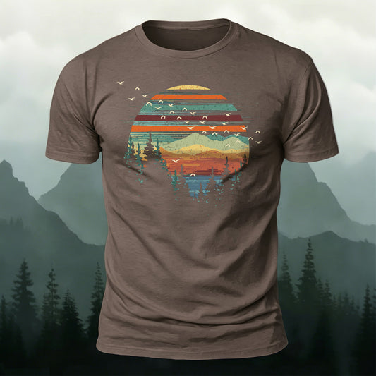 Soft Cotton Colorful Forest Art Print Casual T-Shirt
