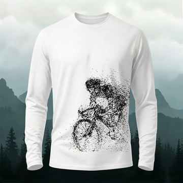 Cycling Pattern Mountain-Style Print Long-Sleeve T-Shirt