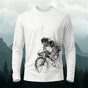 Cycling Pattern Mountain-Style Print Long-Sleeve T-Shirt