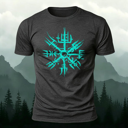 Vegvisir Norse Viking Compass Printed Short Sleeve T-Shirt
