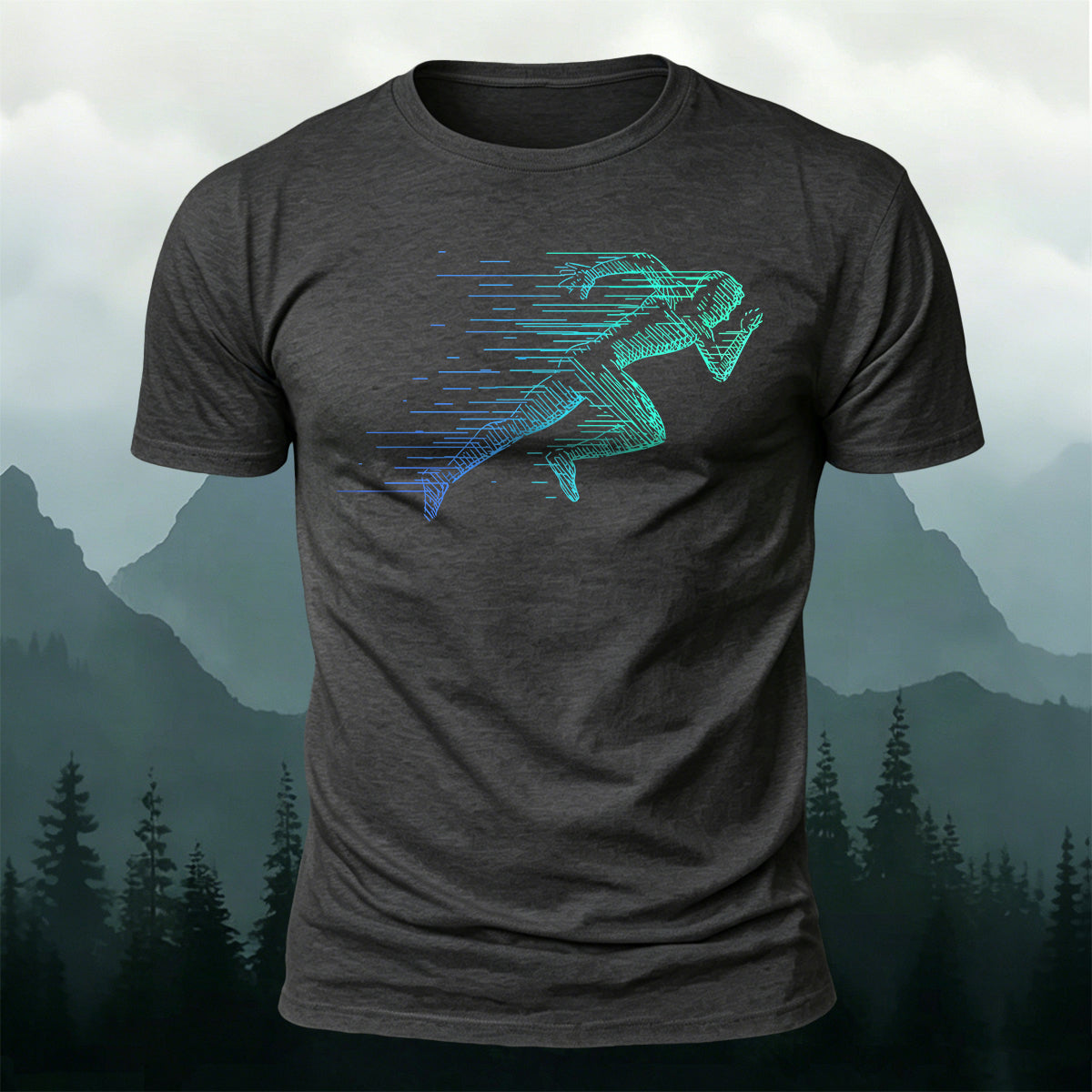 Simple Rapid Running Print Casual Breathable T-Shirt