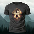 100% Cotton Ancient Forest Tree Guitar Print Casual Tee