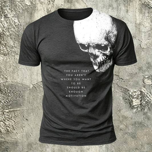 Skull and Letter Print Casual Outdoor T-Shirt