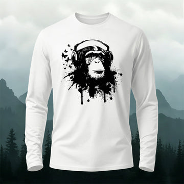 Gorilla Headphones Print Long-Sleeve T-Shirt