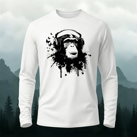 Gorilla Headphones Print Long-Sleeve T-Shirt