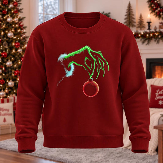 DTG Grinch Hand Printed Round Neck Sweatshirt