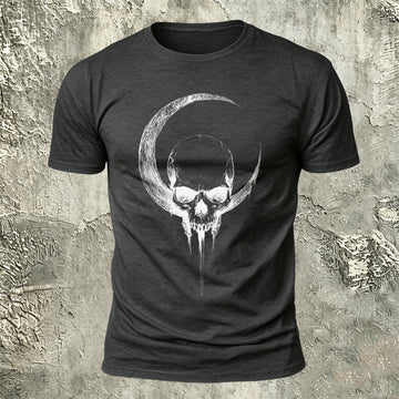 Moon Skull Print Casual 100% Cotton T-Shirt