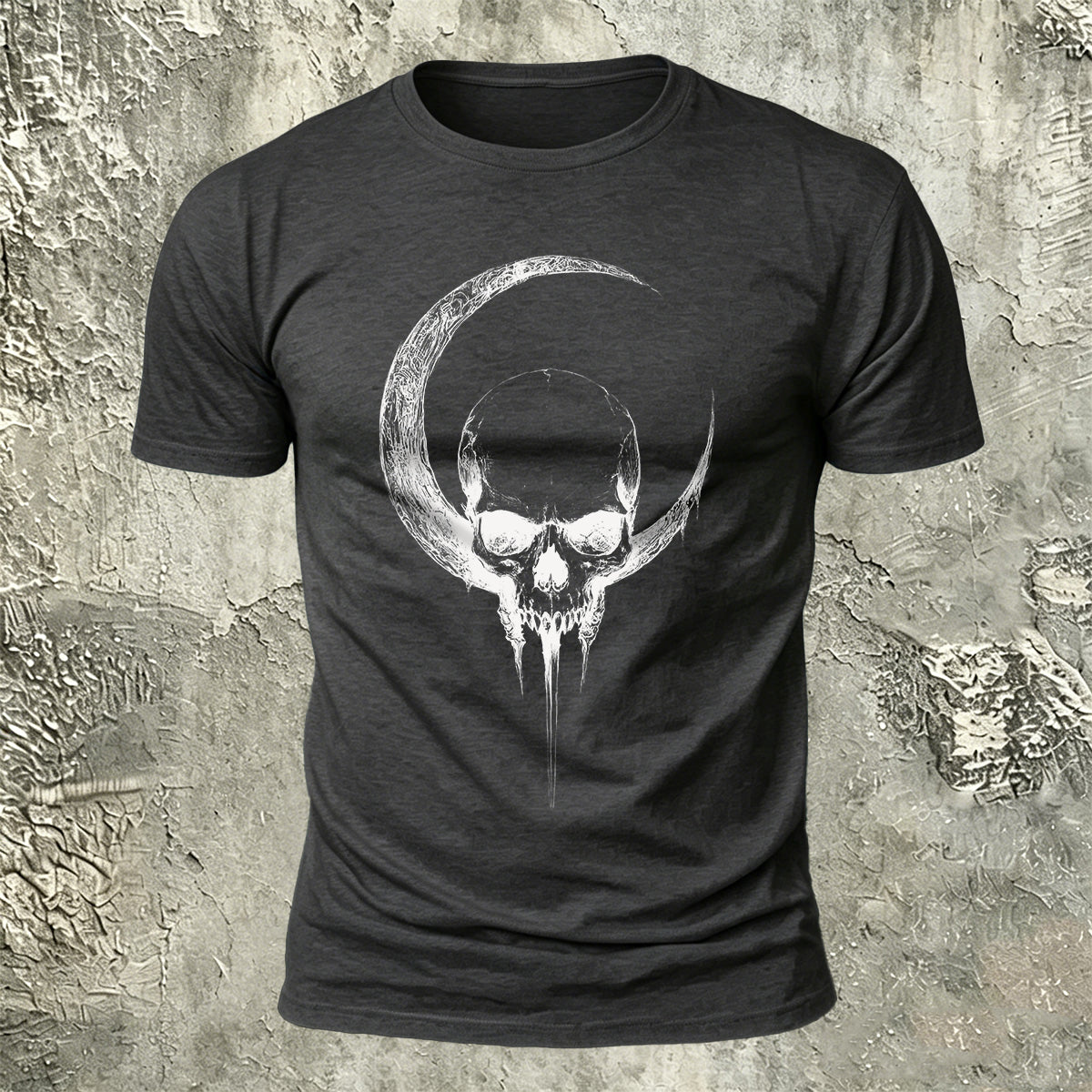 Moon Skull Print Casual 100% Cotton T-Shirt