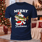 Merry Merry Fishmas Printed Casual Short Sleeve T-Shirt