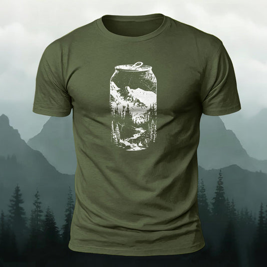 Combed Cotton Mountain Beer Can Graphic Tee