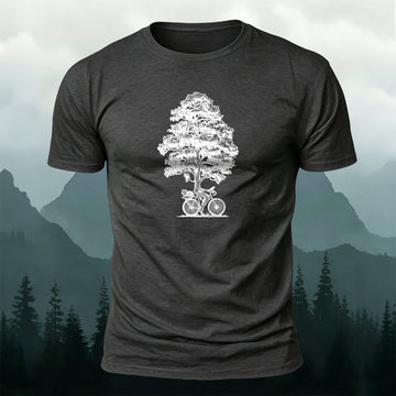Cotton Artistic Cycling Tree Outdoor Leisure T-Shirt