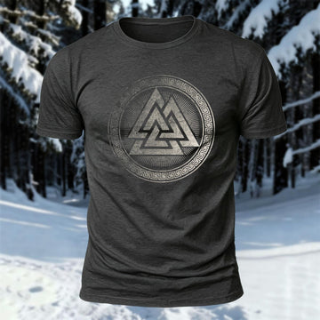 Viking Totem Cricle Printed Short Sleeve T-Shirt