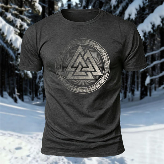 Viking Totem Cricle Printed Short Sleeve T-Shirt