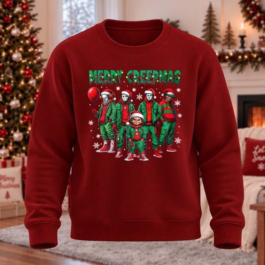 Merry Creepmas Printed Round Neck Sweatshirt