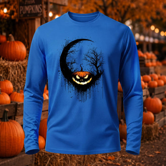 Premium Cotton Gothic Dark Fantasy Pumpkin Halloween Long Sleeve T-Shirt