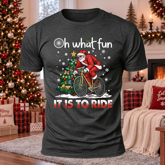Fun To Ride Christmas Printed Casual Short Sleeve T-Shirt