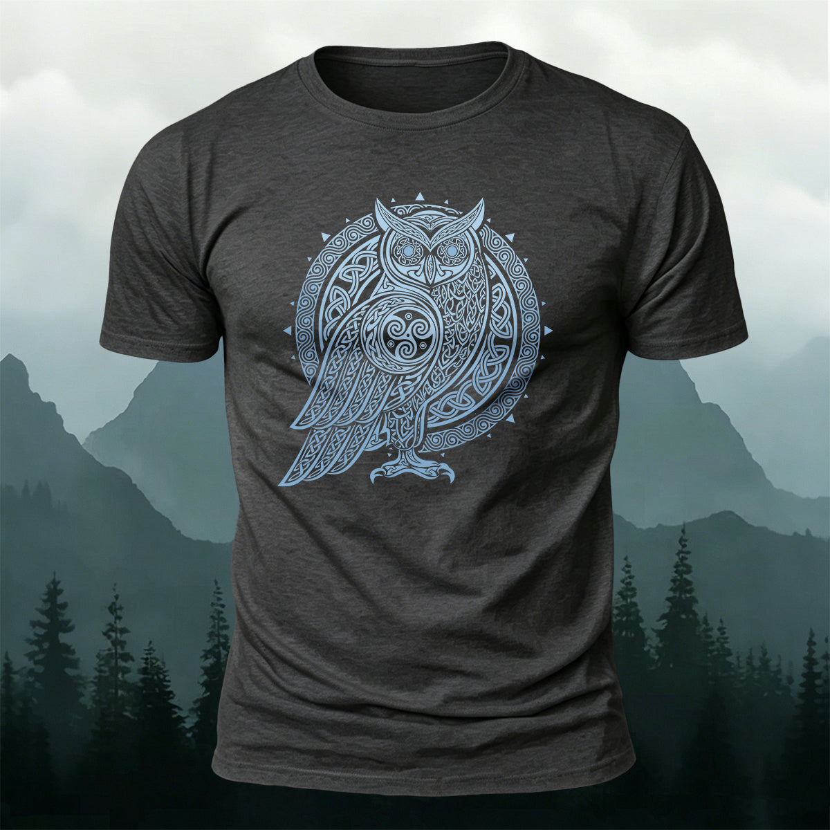 Owl Silhouette Mythical Print Casual Cotton T-Shirt