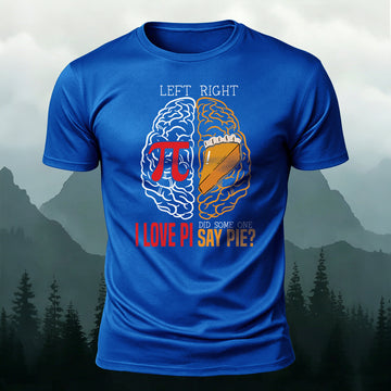 Premium Cotton Left Brain Pi Right Brain Pie Funny Math Printed T-Shirt