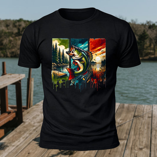Big Mouthed Fish Printed Short Sleeve T-Shirt