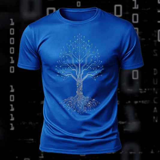 DTG Digital Circuit Tree Printed Short Sleeve T-Shirt