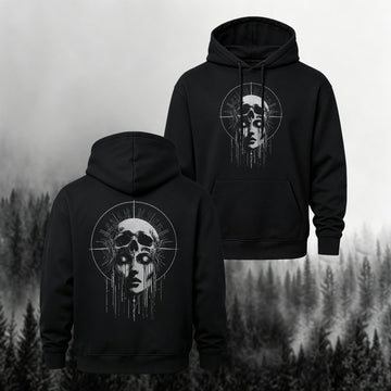 Cotton-Blend Skeleton Double-Sided Print Casual Hoodie