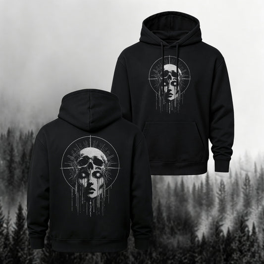 Cotton-Blend Skeleton Double-Sided Print Casual Hoodie