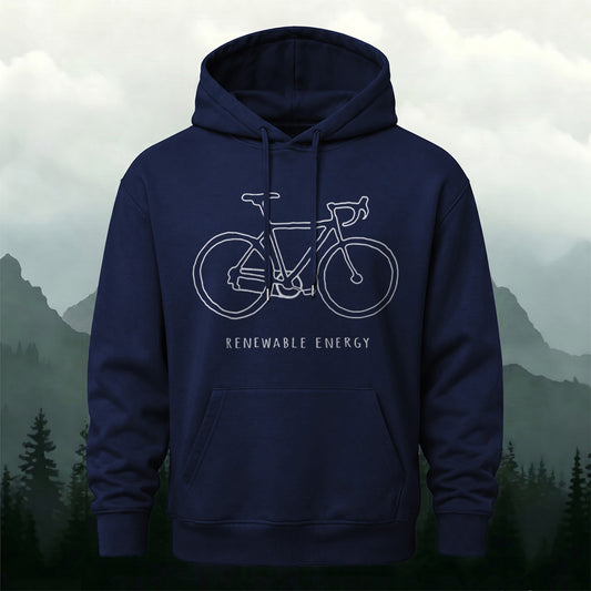 Cotton-Blend Renewable Energy Bicycle Print Versatile Hoodie