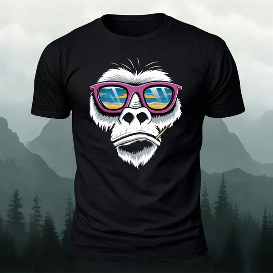 Monkey On The Beach Printed Short Sleeve T-Shirt