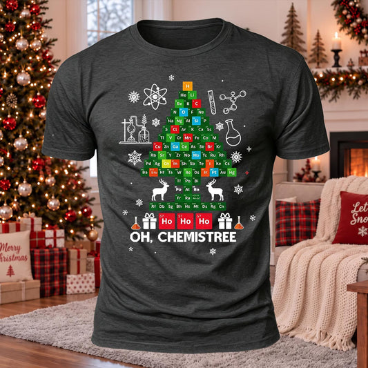 Ho Ho Ho Oh Chemistree Printed Casual Short Sleeve T-Shirt