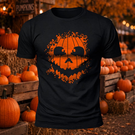 Pumpkin Face Printed Short Sleeve T-Shirt